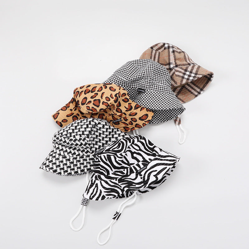 Wholesale Cotton Plaid Leopard Bucket Hat